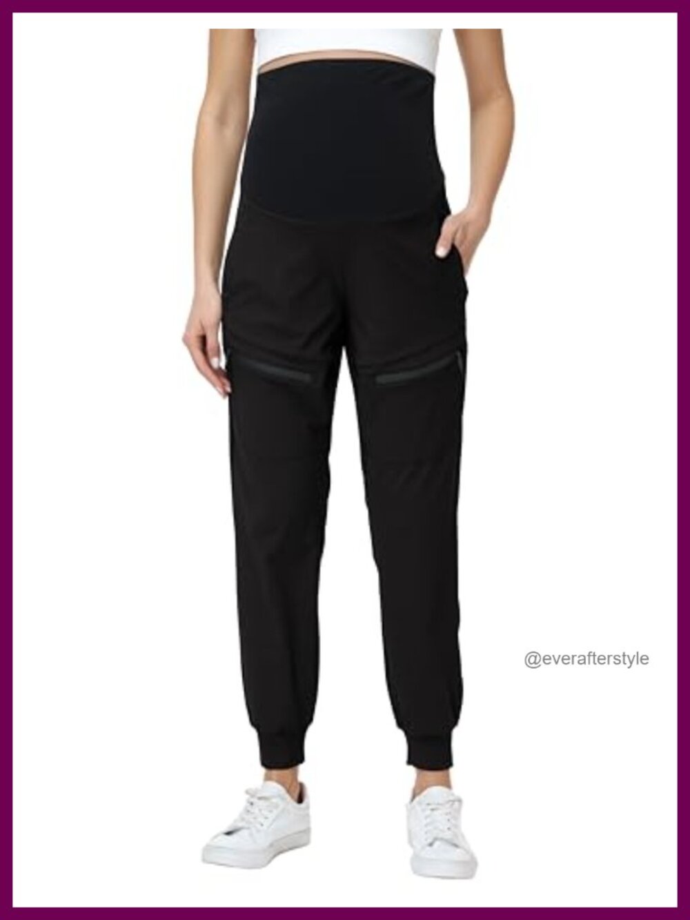 Maternity Cargo Joggers Stretch Full Belly Coverage Athletic Pants